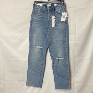 FRAYED high rise straight jeans